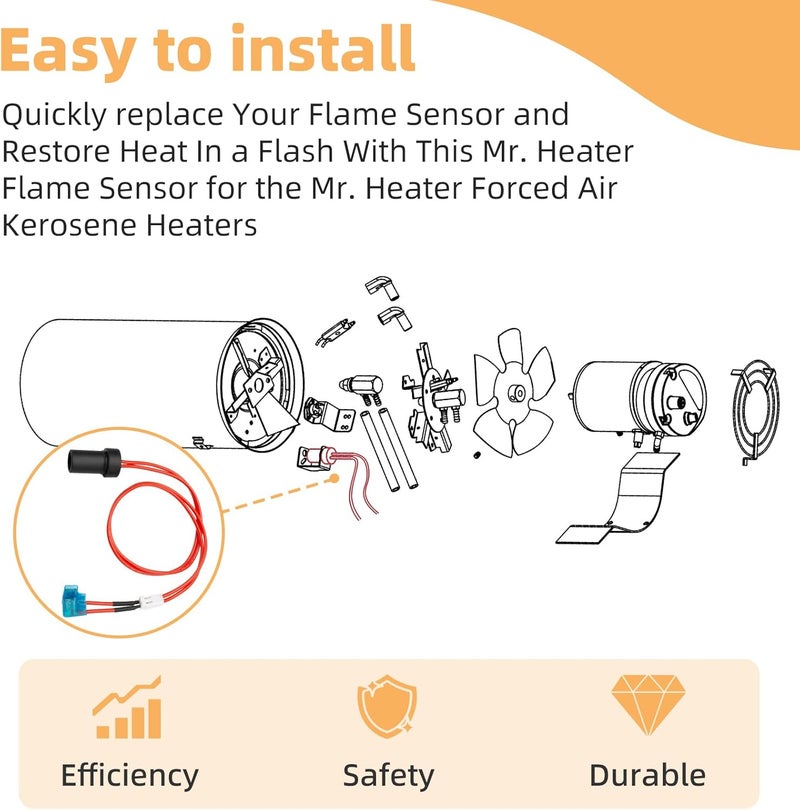 ArrogantF F226865 Flame Sensor Kit Compatible with Mr. Heater MH50KT/MH75KT/MH125KT/MH175KT,HS50KT/HS75KT/HS125KT/HS175KT, SPC-K50/K100/K150, K50/K100/K150-FA Kerosene Heaters (2003-Current Models) - Image 4